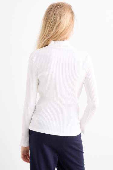 Bambine - Confezione da 3 - maglia con collo a dolcevita - a coste - bianco