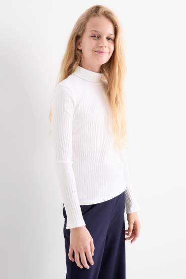 Bambine - Confezione da 3 - maglia con collo a dolcevita - a coste - bianco