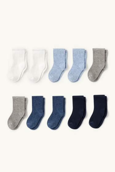 Bébés garçons - Lot de 10 - chaussettes bébé - bleu  / gris