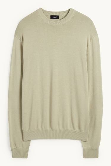 Herren - Feinstrick-Pullover - hellgrün