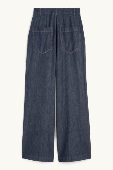 Femmes - Jean palazzo - high waist - jean bleu foncé