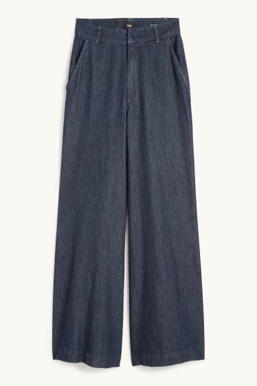 Femmes - Jean palazzo - high waist - jean bleu foncé