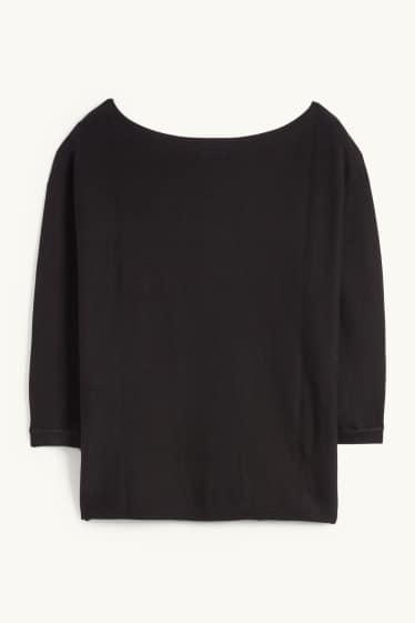 Femei - Pulover din tricot fin - negru