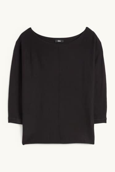 Femei - Pulover din tricot fin - negru