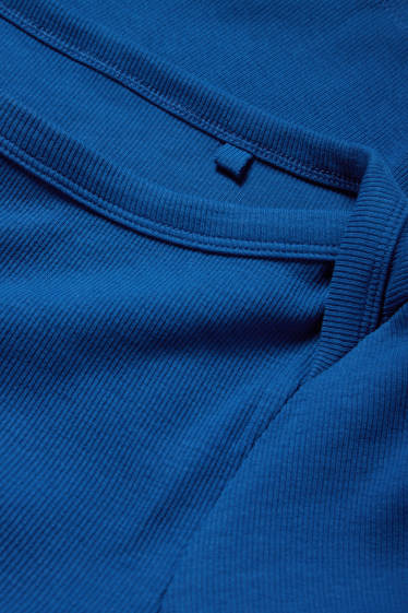 Femmes - Haut à manches longues - slim fit - finition côtelée - bleu