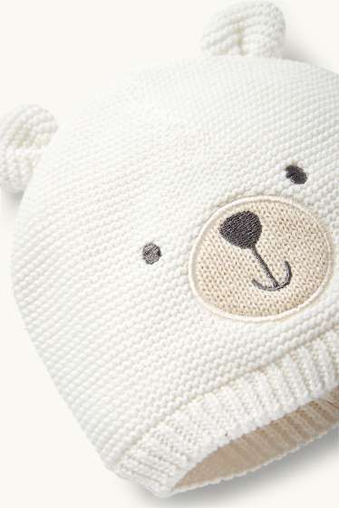 Baby Girls - Polar bear - knitted baby hat - cremewhite