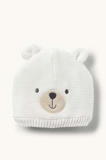 Baby Girls - Polar bear - knitted baby hat - cremewhite
