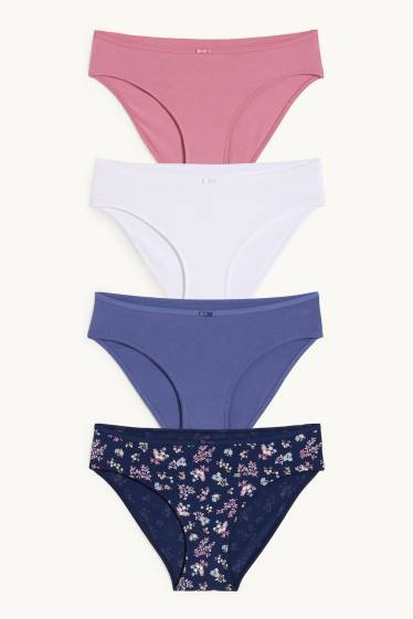 Damen - Multipack 4er - Slip - rosa / blau