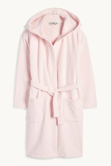 Enfants filles - Peignoir en éponge à capuche - rose