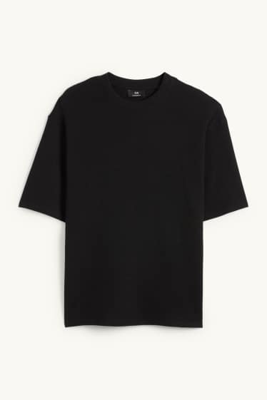 Hommes - T-shirt - Oversize - finition texturée - noir