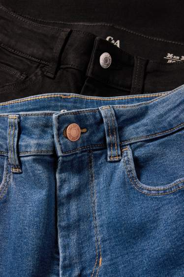 Kobiety - Wielopak, 2 pary - jegging jeans - wysoki stan - niebieski / czarny