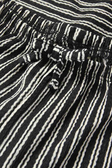 Enfants filles - Pantalon en jersey - Palazzo - à rayures - texturé - noir / blanc