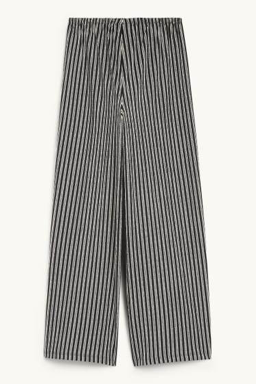 Enfants filles - Pantalon en jersey - Palazzo - à rayures - texturé - noir / blanc