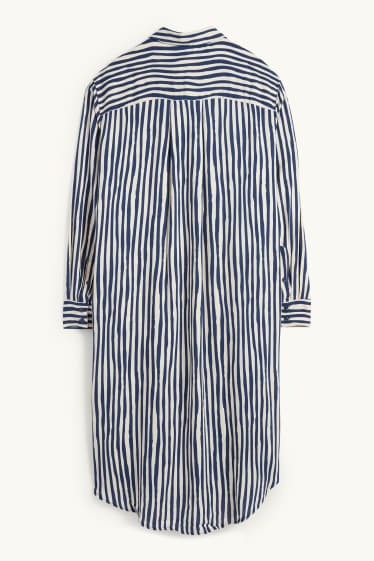 Dames - Blousejurk van viscose - gestreept - blauw / beige