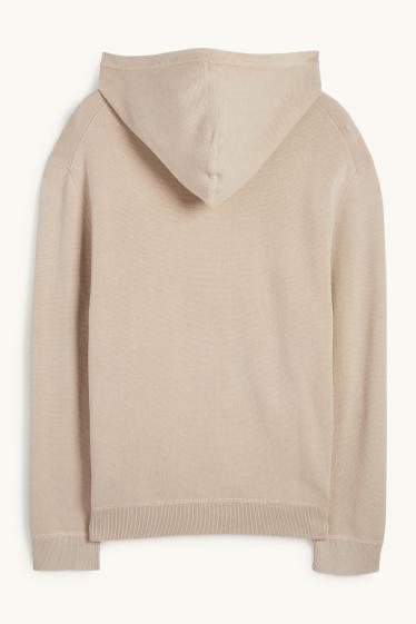 Hommes - Pull à capuche - beige