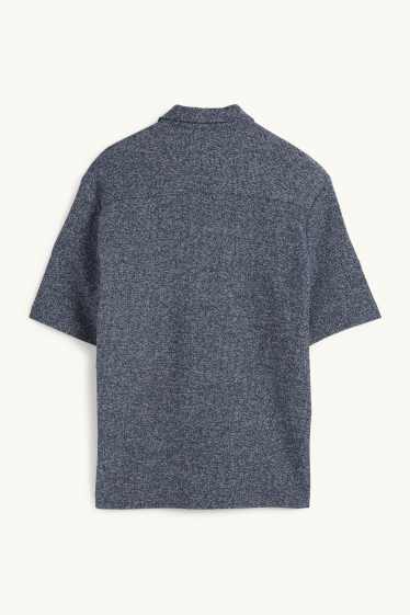 Uomo - Camicia in maglia - regular fit - revers - blu scuro