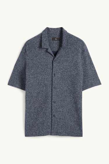 Uomo - Camicia in maglia - regular fit - revers - blu scuro