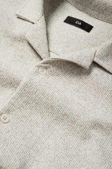 Bărbați - Cămașă tricotată - regular fit - guler cu rever - bej