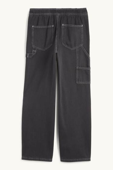 Kinderen: jongens - Loose fit jeans - thermojeans - zwart