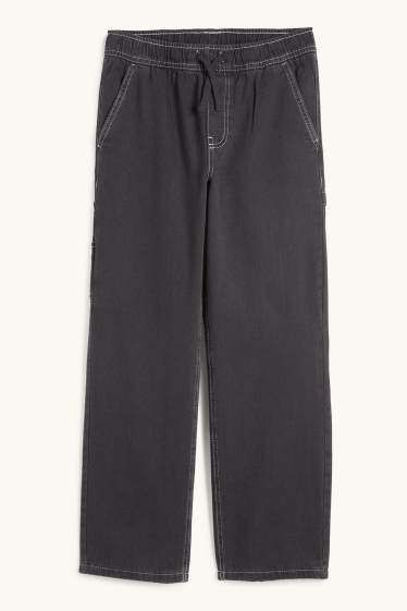 Kinderen: jongens - Loose fit jeans - thermojeans - zwart