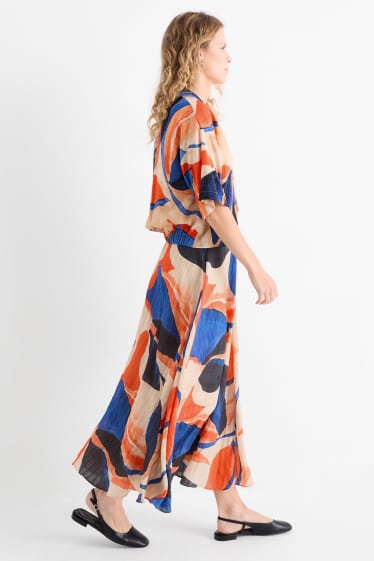 Femmes - Jupe - à motifs - finition texturée - orange