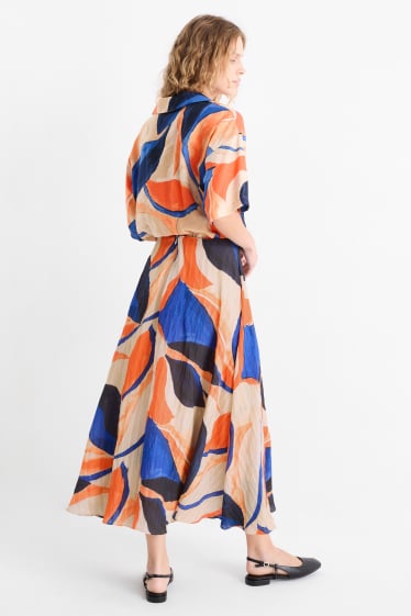 Femmes - Jupe - à motifs - finition texturée - orange