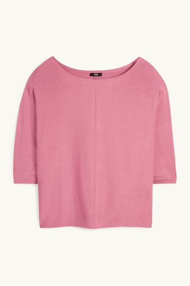 Femei - Pulover din tricot fin - roz