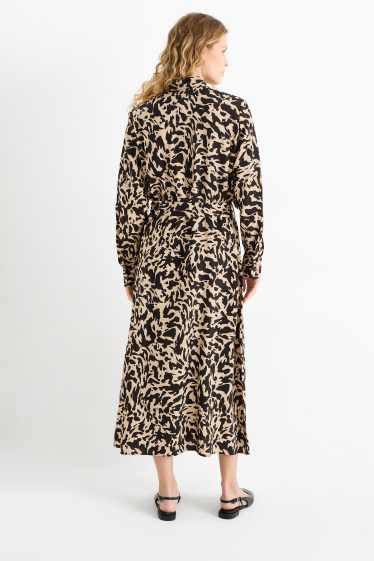 Femmes - Robe-chemisier - à motif - noir / beige