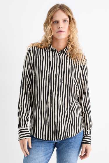 Femei - Bluză tip cămașă - cu dungi - negru / nej
