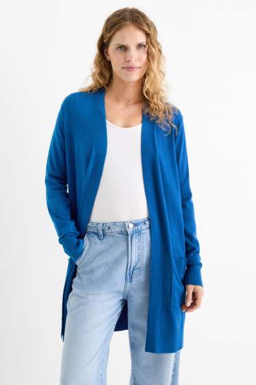 Damen - Lange Strickjacke - blau