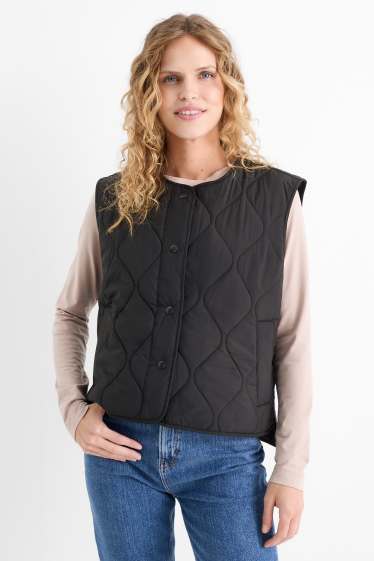 Women - Quilted gilet - black