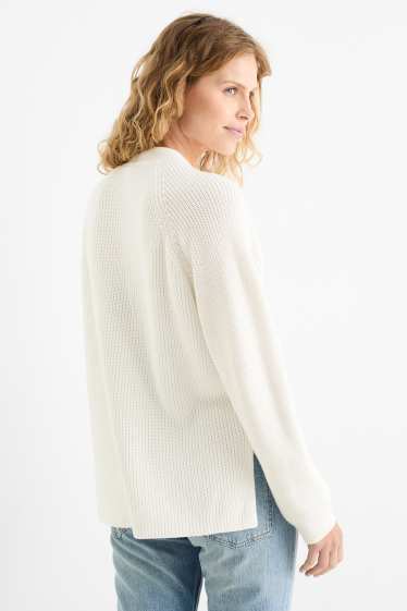 Dona - Jaqueta de punt - acanalada - blanc