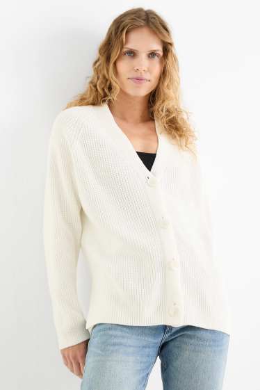 Dona - Jaqueta de punt - acanalada - blanc