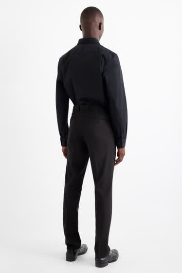 Herren - Baukasten-Hose - Regular Fit - Flex - Schurwoll-Mix - schwarz