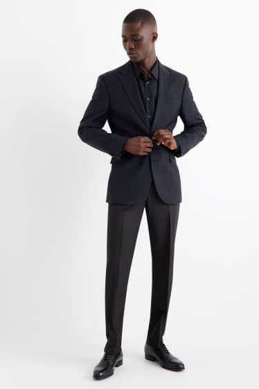 Herren - Baukasten-Hose - Regular Fit - Flex - Schurwoll-Mix - schwarz