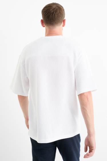 Hommes - T-shirt - oversize - côtelé - blanc