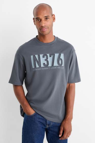 Hommes - T-shirt - relaxed fit - gris foncé