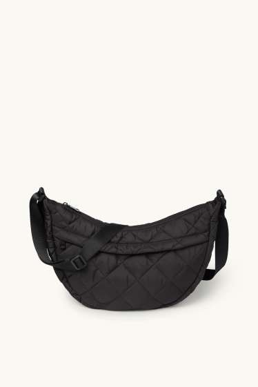 Damen - Stepp-Umhängetasche - schwarz