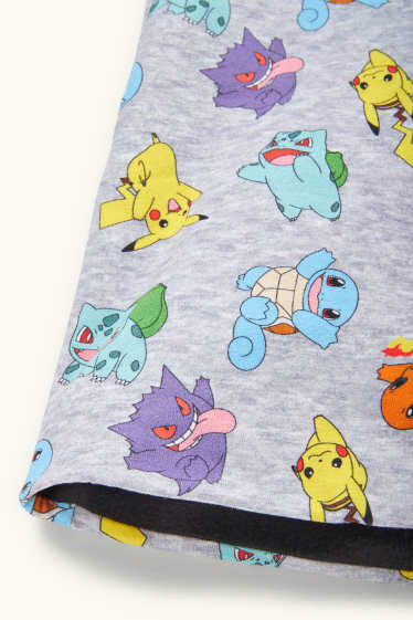 Děti - chlapci - Pokémon - tunelová šála - světle šedá-žíhaná