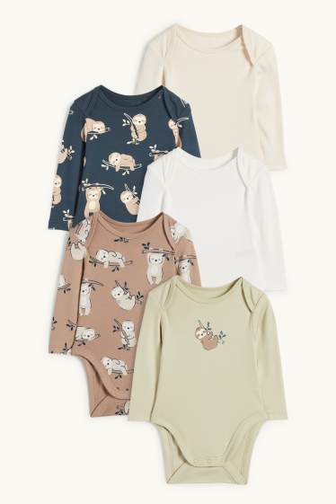 Bébés garçons - Lot de 5 - paresseux - bodys bébé - beige