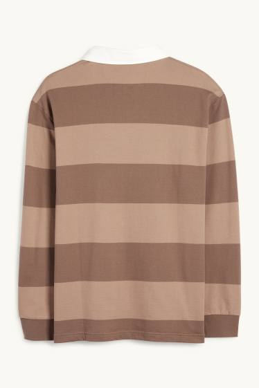 Home - Polo - relaxed fit - de ratlles - marró