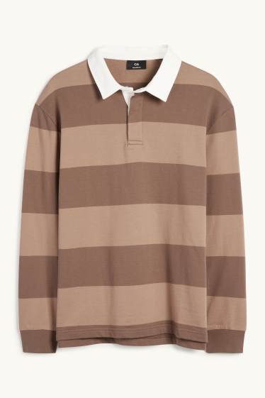 Home - Polo - relaxed fit - de ratlles - marró
