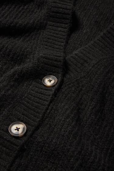 Damen - Strickjacke - gerippt - schwarz