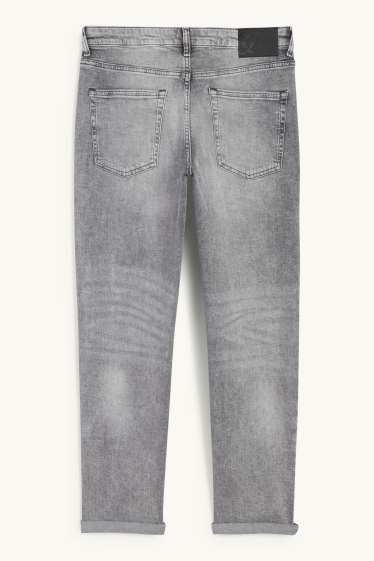 Women - Boyfriend jeans - mid-rise waist - denim-light gray