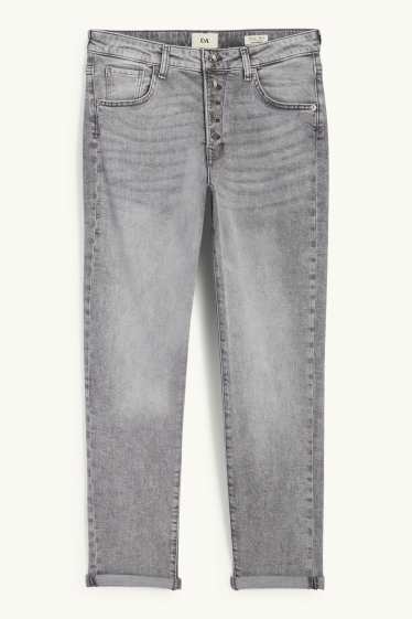 Women - Boyfriend jeans - mid-rise waist - denim-light gray