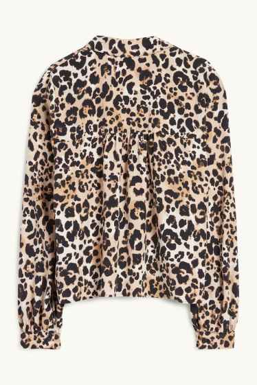 Women - Blouse - leopard print - black / beige