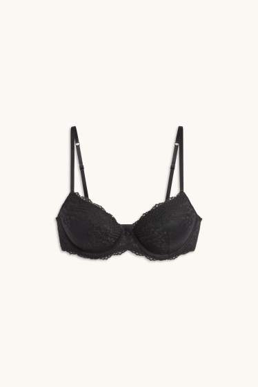 Women - Underwire bra - FULL COVERAGE - padded - black