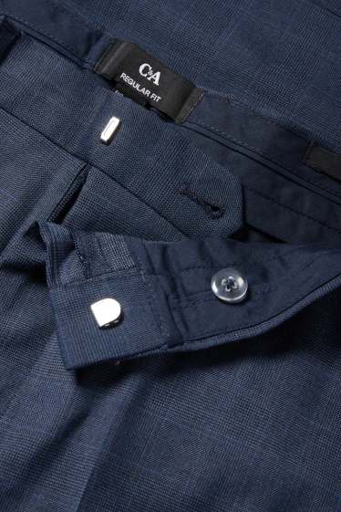 Hommes - Pantalon de costume - regular fit - Flex - à carreaux - bleu foncé