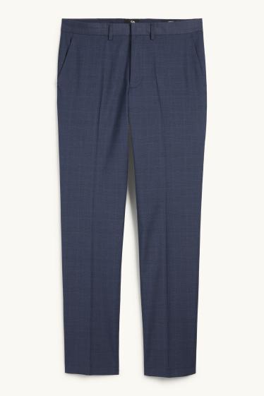 Hommes - Pantalon de costume - regular fit - Flex - à carreaux - bleu foncé