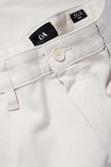 Pánské - Kalhoty chino - slim fit - krémově bílá